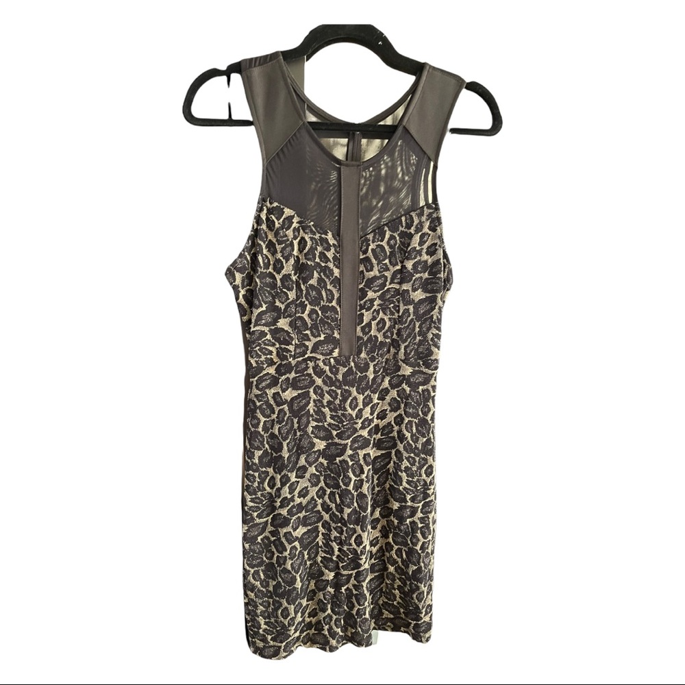 Sparkling mesh mini dress leopard